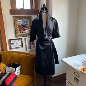 Serpico 100% silk Black Wrap Silk Dress | 2
